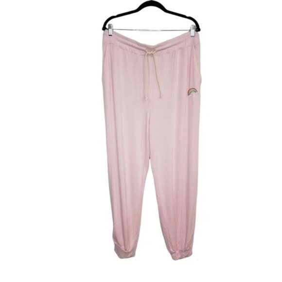 Honeydew Pink Sweatpants with Rainbow‎ Patch Size Large - Picture 1 of 7